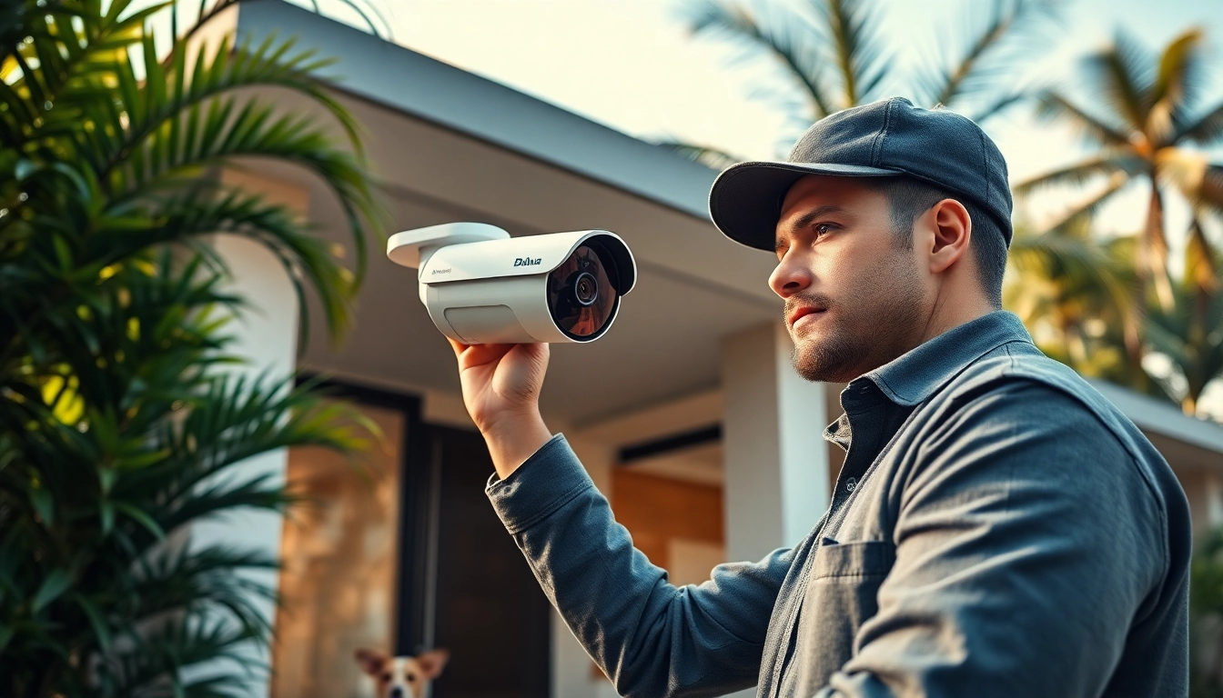 Instalación de Cámaras Dahua por un técnico en una elegante vivienda costarricense.
