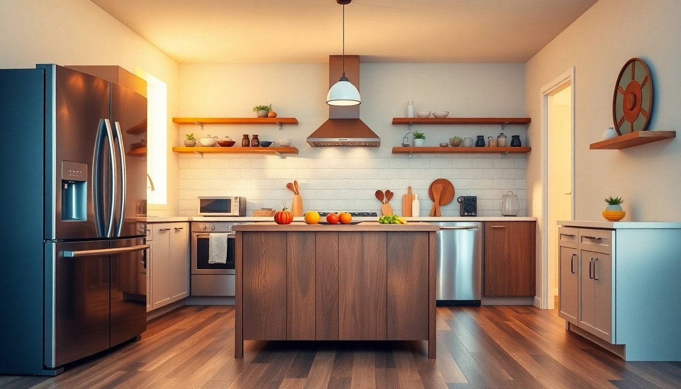 Showcase of modern home appliances in a stylish kitchen environment